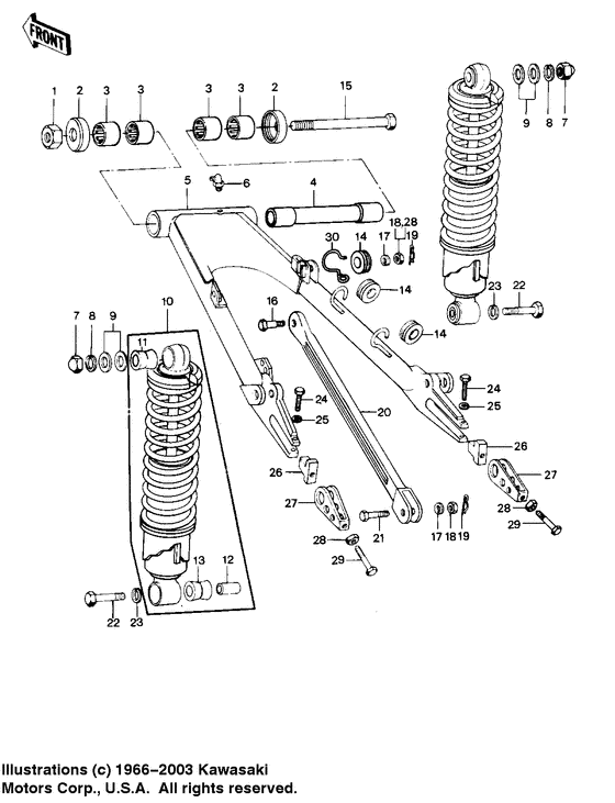 Swing arm/shock absorbers