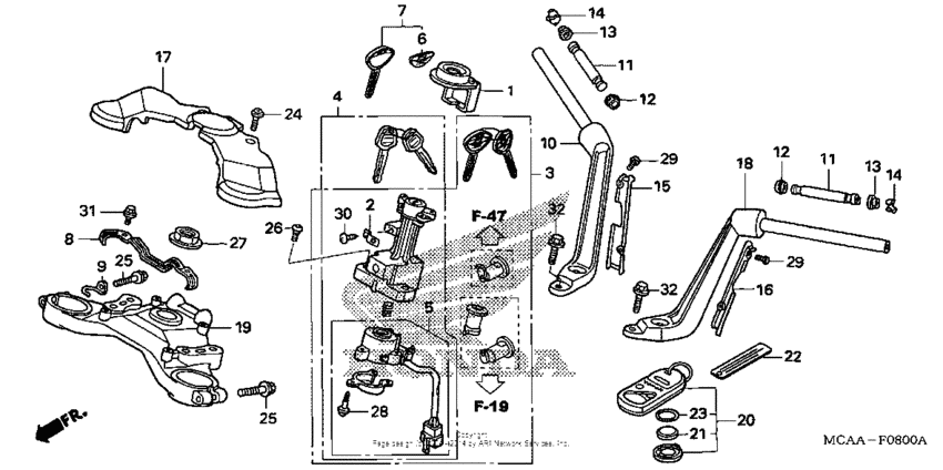 Handlebar + top bridge (gl1800/a'05)