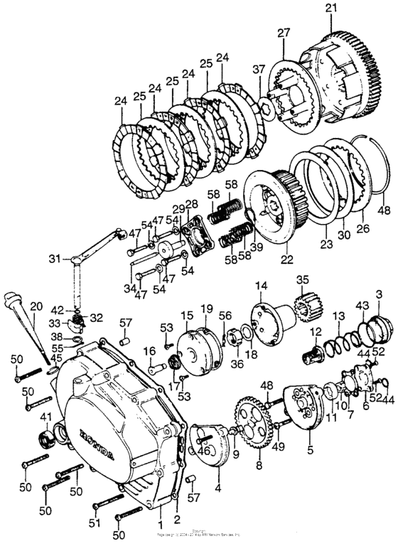 Right crankcase cover + clutch + oil pump