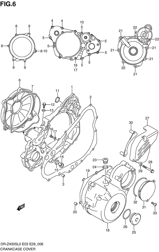 DR-Z400 Crankcase cover ass`y  (v
