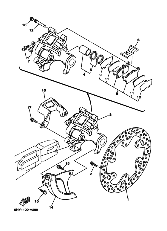 YZ125 YZ125P Задний суппорт