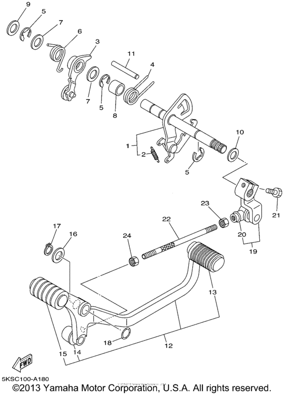XVS1100AP Вал переключения