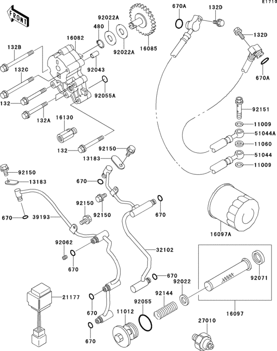 VN1500 Масляный насос и фильтр