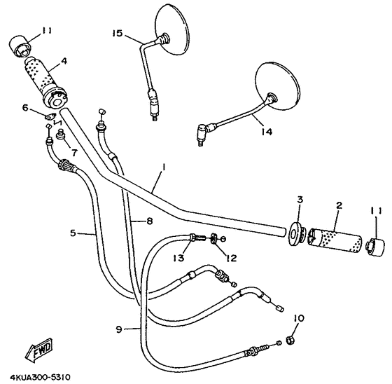 XV535 (UP) Steering handle. cable