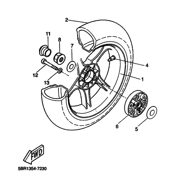YQ50 Rear wheel complete assy