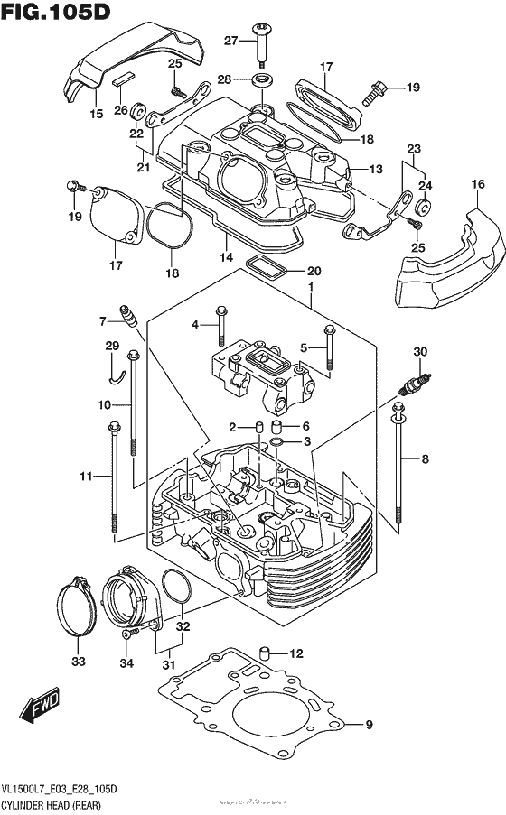 Cylinder Head (Rear) (Vl1500Btl7 E28)