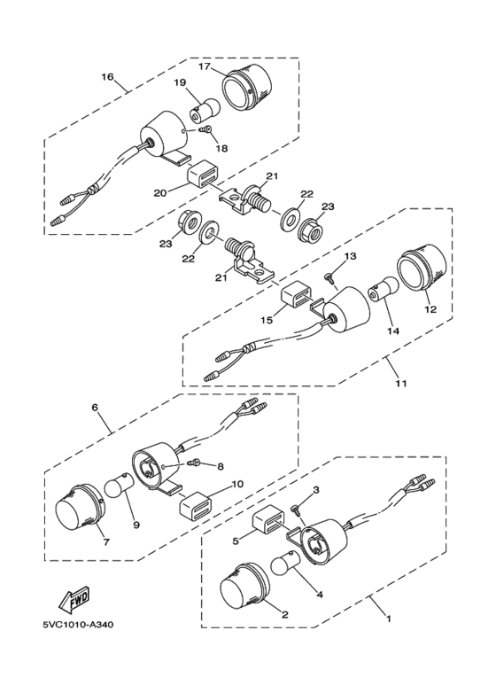 Rear flasher light assy