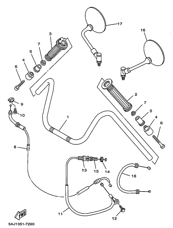 XV125 Steering handle. cable