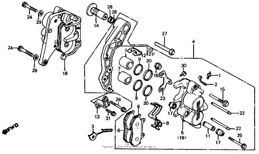 Front brake caliper 84