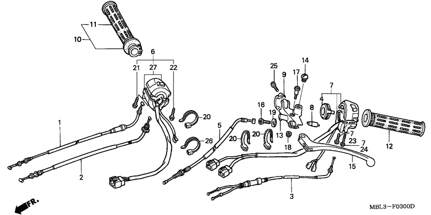 Switch/cable/handle lever