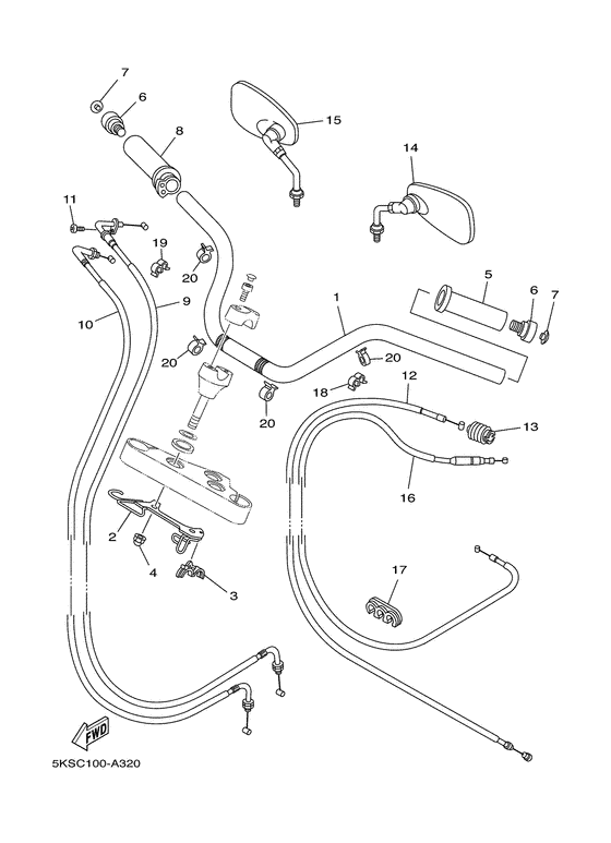 Steering handle. cable