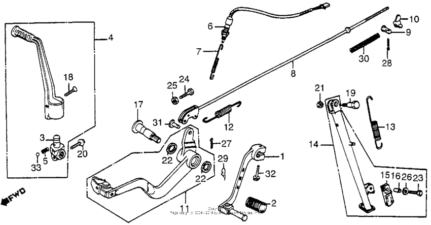 Shift pedal + kick starter arm