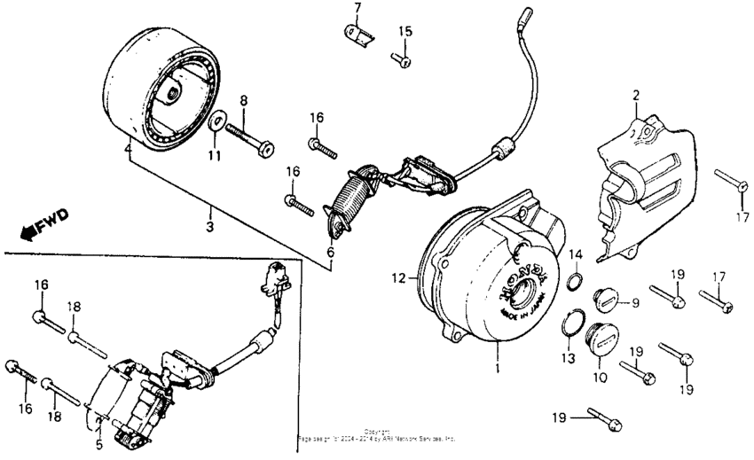 Left crankcase cover + alternator