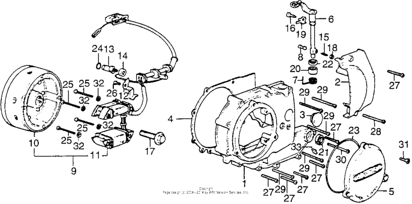 Left crankcase cover + alternator