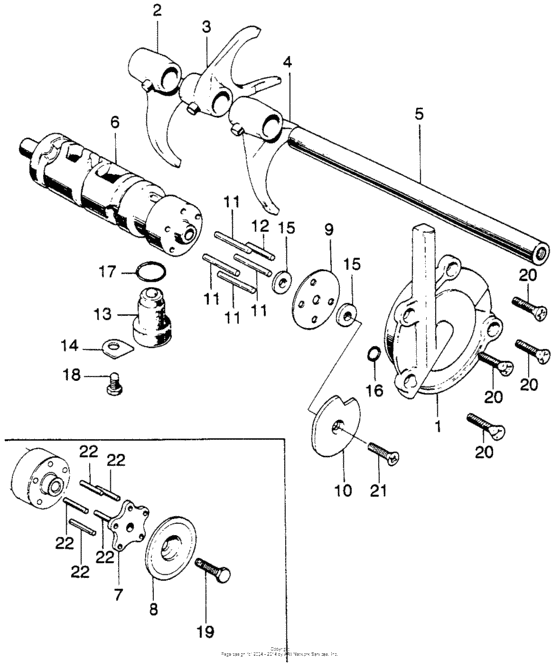 Gearshift fork + drum