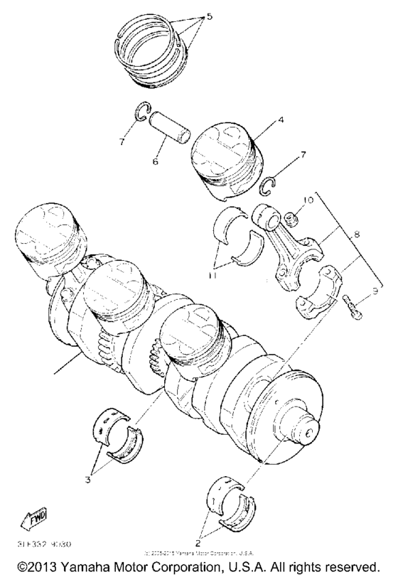 FZR1000D Коленчатый вал и Поршень