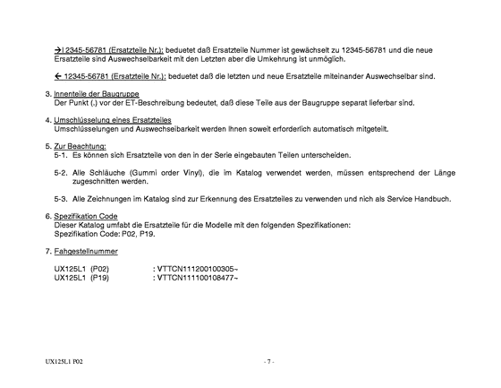 UX125 Catalog preface