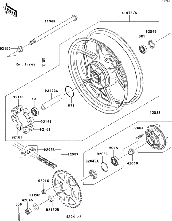 EX650 Задняя ступица колеса