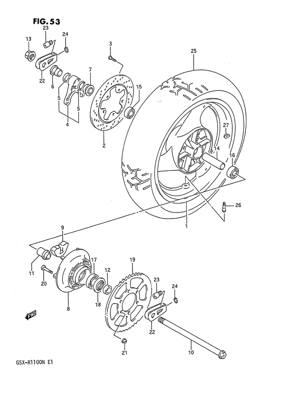 Rear wheel complete assy