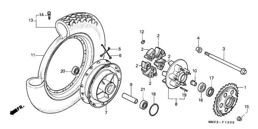 Rear wheel complete assy
