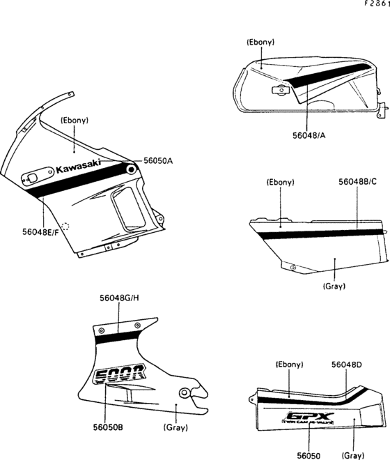 ZX500 Decals(ebony / bronze-guns)(zx500-b2 / b3)