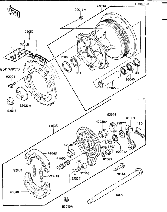 Rear hub/brake/chain