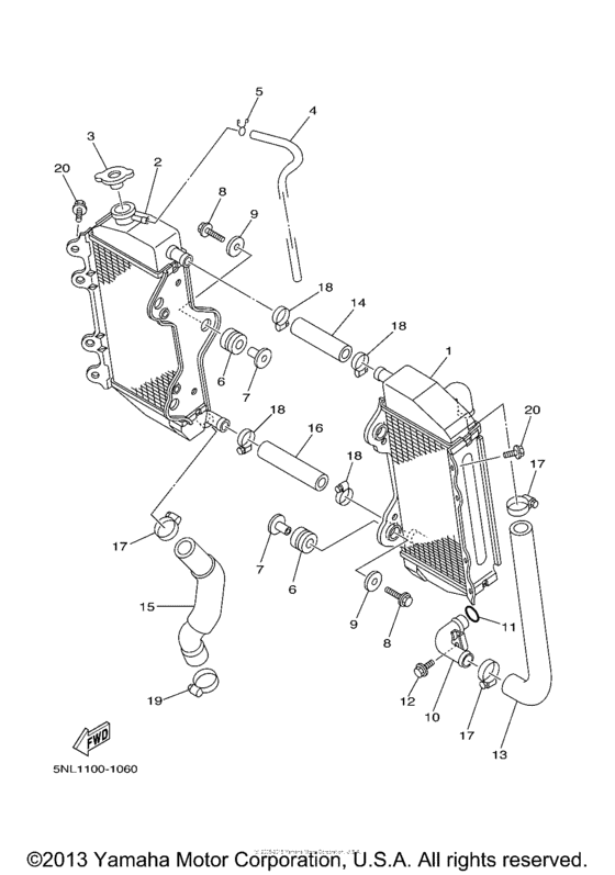 YZ250FP Радиатор и Патрубки