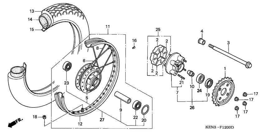 Rear wheel complete assy