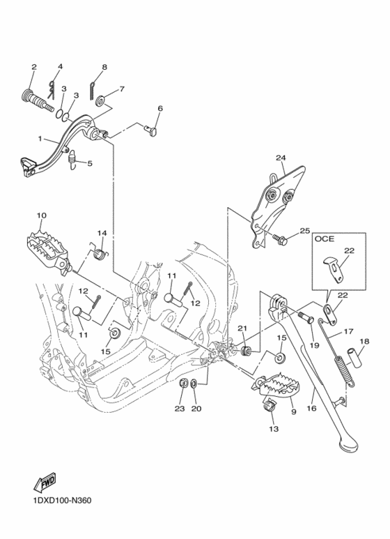 WR450F WR450FE Support & repose pied