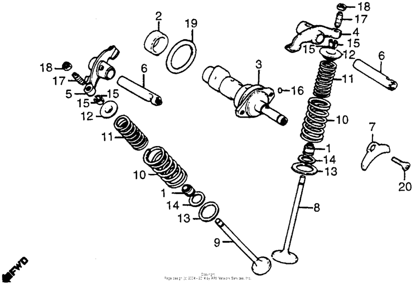 XR200R Распределительный вал и клапана