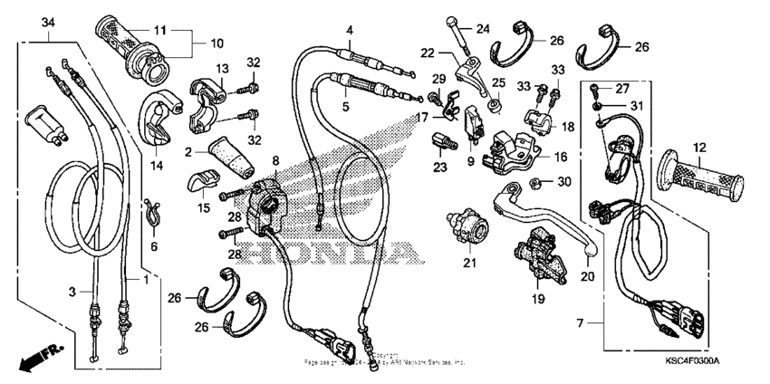 Handle lever + switch + cable