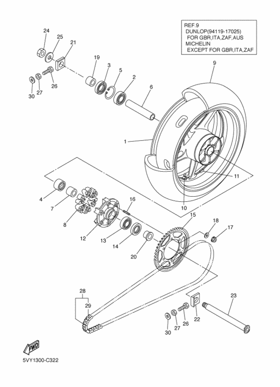 Rear wheel complete assy
