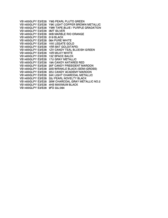 VS1400 Color chart