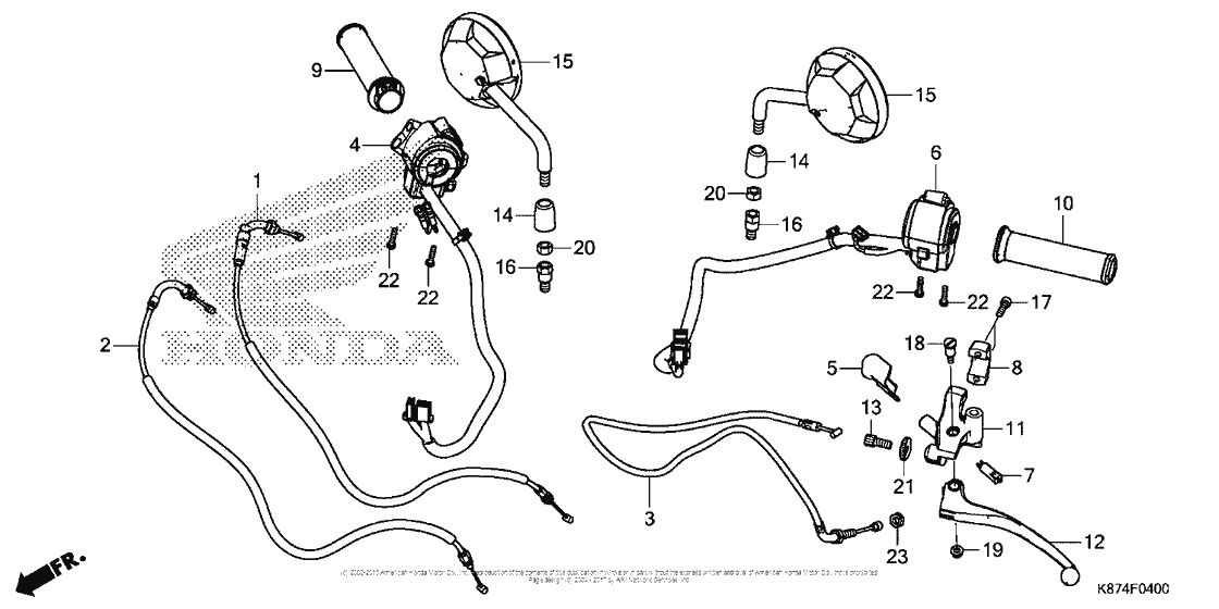 Handle Lever + Switch + Cable + Mirror