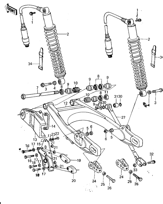 Swing arm/shock absorbers