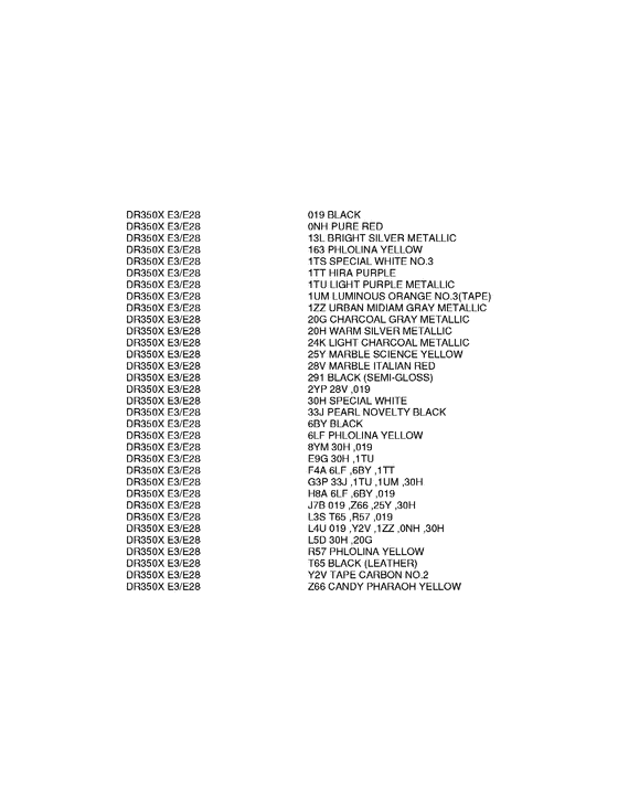 DR350 Color chart