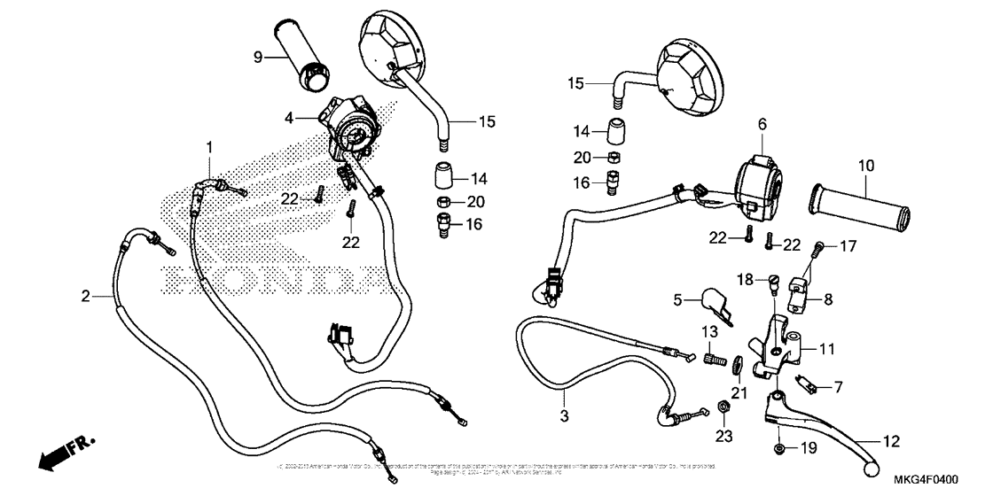 Handle Lever + Switch + Cable + Mirror
