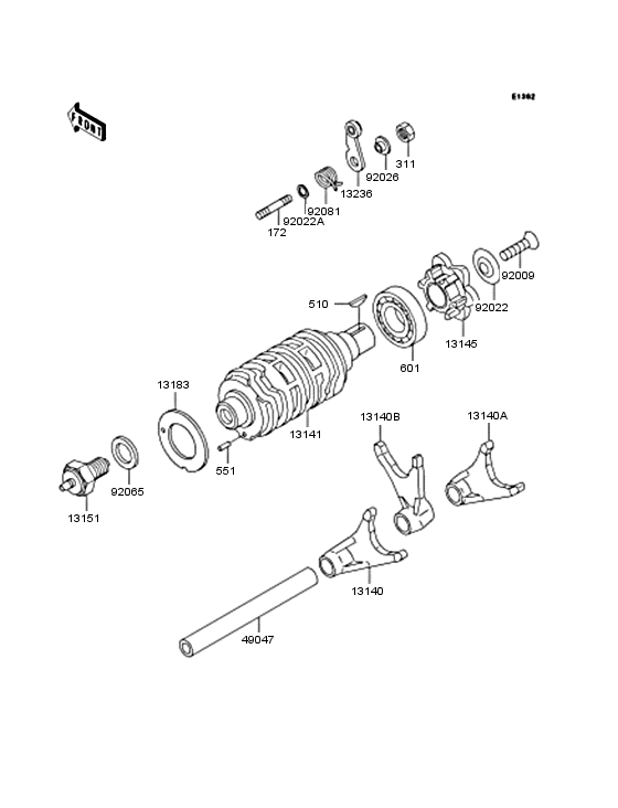 Gear change drum & forks