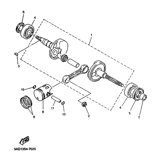 YN50R Коленчатый вал и поршни