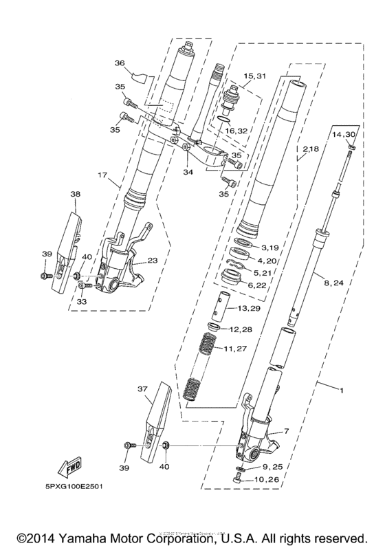 XV17PCXCR Передняя вилка