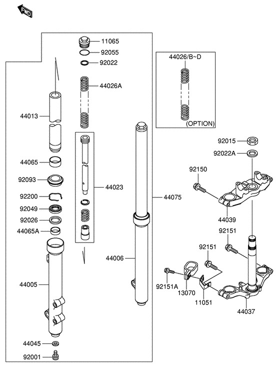 RM65 Вилка передней оси