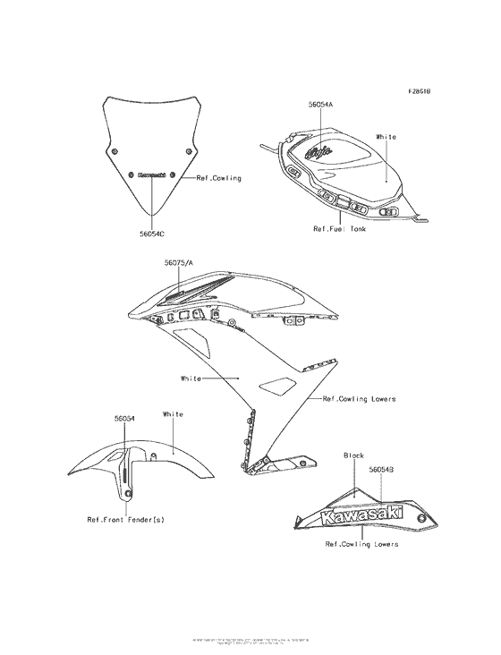 EX650 Decals (White)(Khf)(Ca)