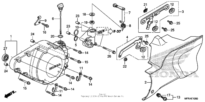 VT1300CS (ABS) Крышка картера левая