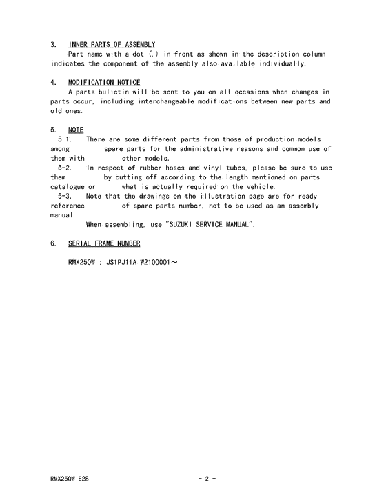 RMX250 Catalog preface