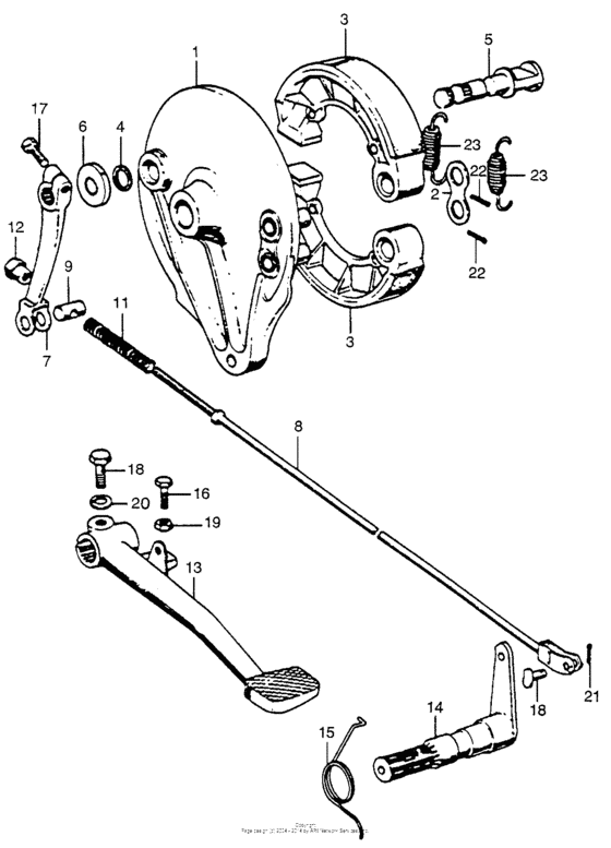 Rear brake panel + pedal