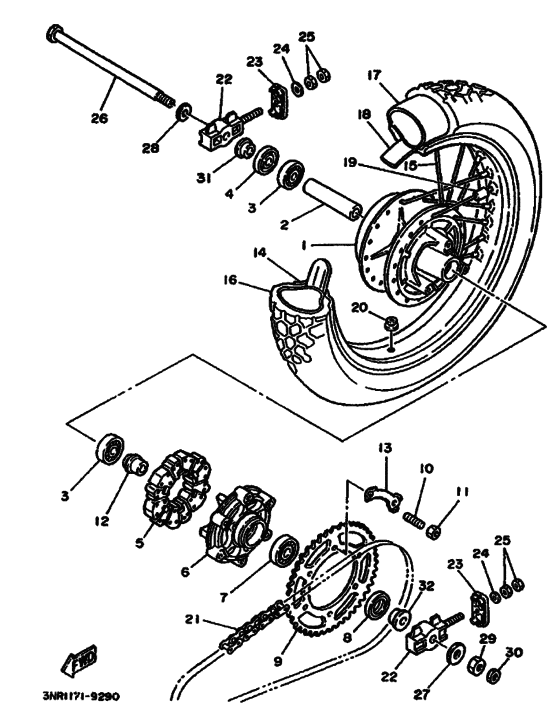 Rear wheel complete assy