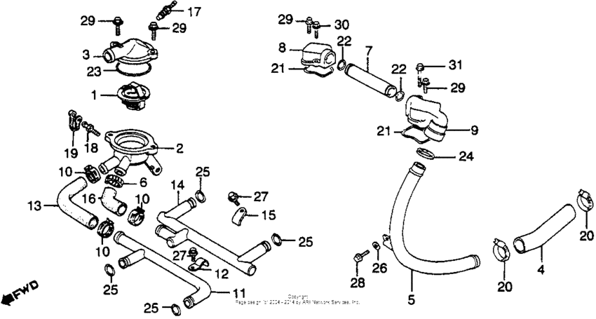 Water pipe + thermostat