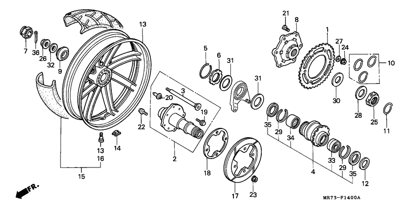 Rear wheel complete assy