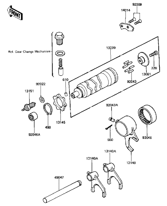 Gear change drum & forks