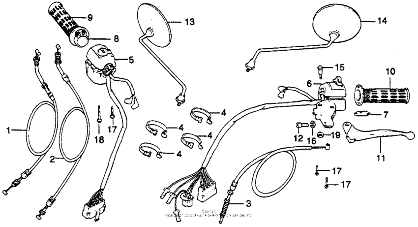Cb400tiihandle lever + switch + cable